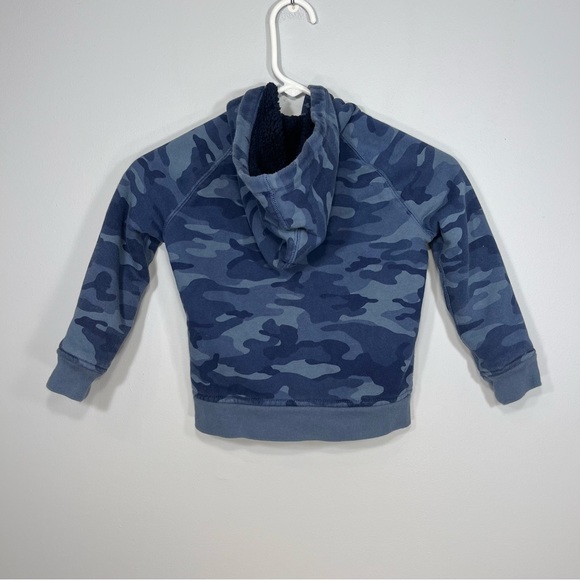 GAP Sweater Youth Kids Boys Extra Small Blue Arch Sherpa Fleece Camo Zip Hoodie - Picture 2 of 7